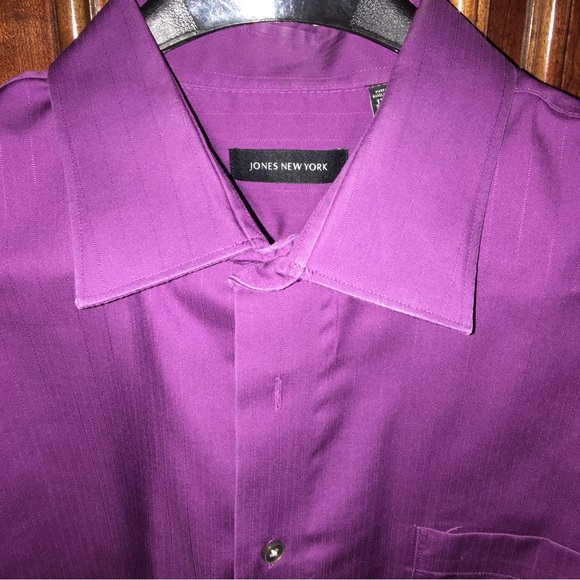 Jones New York button up Purple Shirt 100% cotton Size 17 1/2 32 - Picture 2 of 7